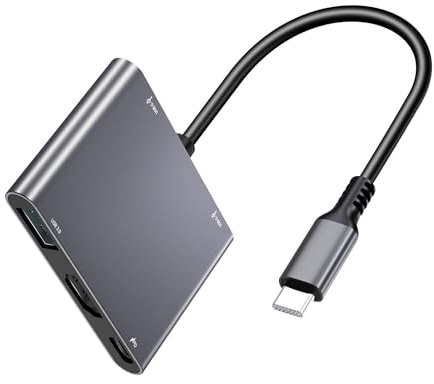 Kabelloser HDMI 5-in-1 Type C Hub für Live-Streaming auf TikTok,Dual USB C 2.0 für Mikrofon/Audio,25W PD-Laden,HDMI 4K,USB A 3.0,Aluminium-Adapter für iPhone 15,Samsung,iPad, MacBook