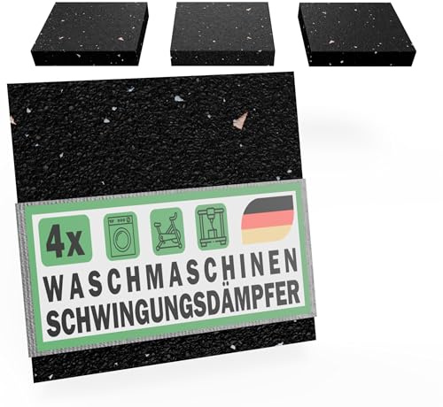FUX 4 Anti Vibration Mat for Washing Machine & Tumble Dryer 90x90x10 mm | Rubber, Made in Germany, Black