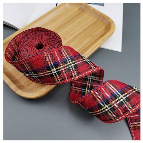 Weihnachtsdrahtband Rot Kariert 5cm x 12m Geschenkband | Rot kariertes Weihnachtsband mit Drahtkante – 5cm breit, 12m lang, ideal für Geschenke, Schleifen, Kränze & Weihnachtsdeko.