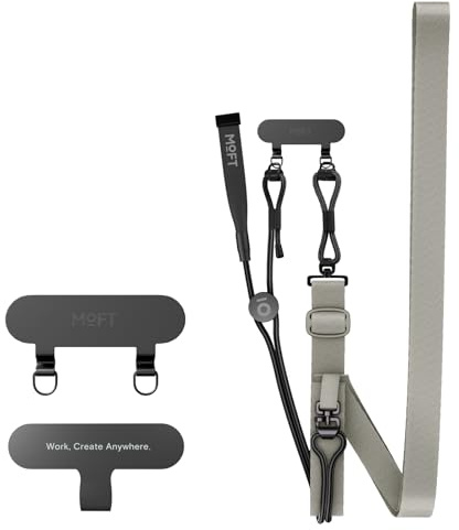 MOFT Handyband Universal mit Schnellverschluss, Handy Lanyard mit Verstellbarem Gurt & 2 Universellen Patches - Waschbar Haltbar Nylon Handykette, Nebelbucht (1.5m)