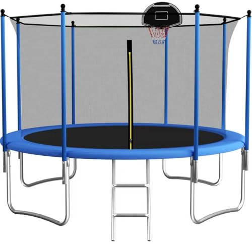 Redkid, Trampolin Outdoor Ø 305/366 cm, Kindertrampolin Gartentrampoline mit Sicherheitsnetz, Leiter, Basketballkorbbrett,Belastbarkeit 440 Pfund