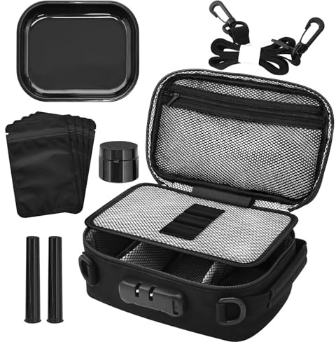 UPRONEX Storage Case with Combination Lock, 23x16x10.5cm, Large Capacity Organizer with Dividers and Accessories