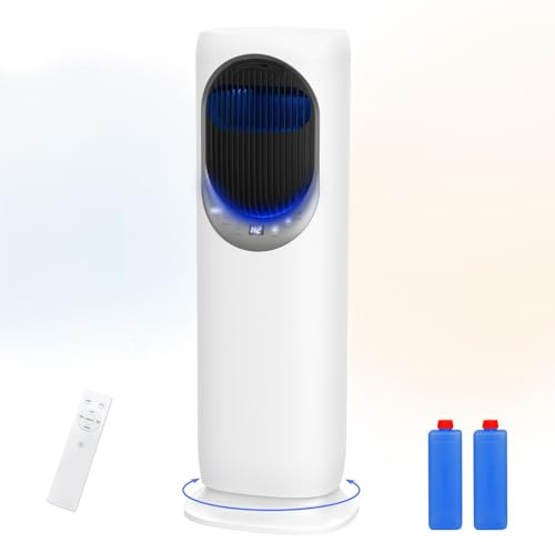 Ventilator mit Heizlüfter und Luftkühler, 2-in-1 Heiz- und Kühlventilator & Luftbefeuchter, Tragbare Klimaanlage, Elektrischer PTC Keramik, 4L Wassertank, 3 Windstufen, Elektroheizung (Weiß-02)