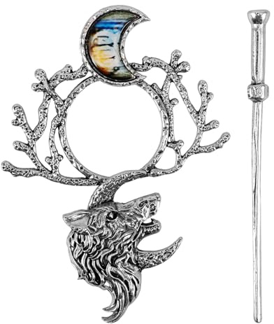 FENICAL Viking Hairpin Vintage Hair Stick Metal Hair Cuff Ponytail Bun Holder for Women in Antique Silver
