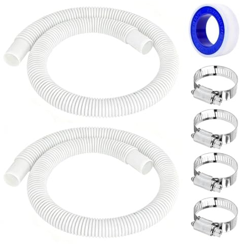 2 Stück Poolschlauch 32mm für Poolpumpen Ersatzschlauch Pool Schlauch mit 4 Stück Sicherungsclip und 1 Stück Schlauchverbinder Poolschläuche Schwimmbadschlauch für Filterpumpe und Schwimmbad
