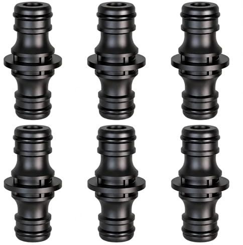 Lot de 6 Raccords de Tuyau d'Arrosage 1/2 Pouce, Double Fiche de Raccordement pour Extension de Deux Tuyaux, Résistant à Haute Pression d'Eau