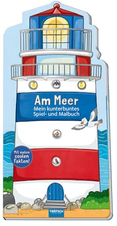 TRÖTSCH - Mein kunterbuntes Spiel- und Malbuch Am Meer : Ausmalen und Lernen für Kinder ab 5 Jahre: Lernbuch Malbuch Ausmalbuch