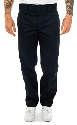 Dickies Mens Slim Straight Fit Work Utility Pants, Dark Navy, 32W x 30L US