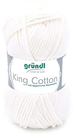 Gründl King Cotton (weiches und voluminöses Strick- und Häkelgarn aus 55% Polyacryl & 45% Baumwolle, 50 g / 78 m, Nadelstärke: 6-7, 1 x 50 g), Creme