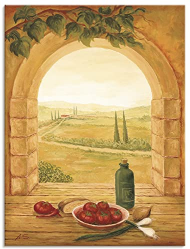 ARTLAND Wanddeko Leinwand Bilder Wandbild 45x60 cm Landschaften Fensterblick T4JJ