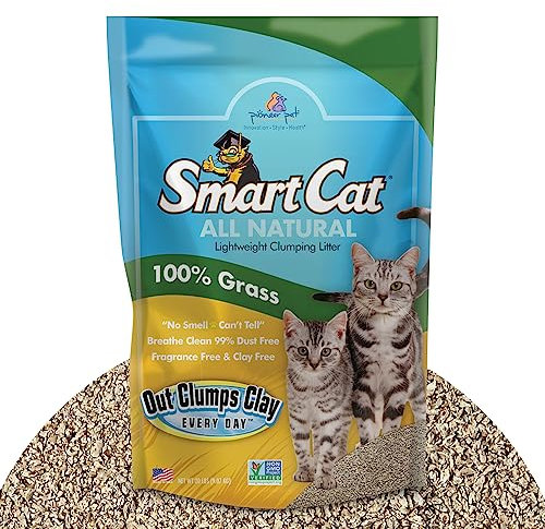 SmartCat All Natural Clumping Cat Litter, 20 Pound (320oz 1 pack) - Alternative to Clay and Pellet Litter - Chemical and 99% Dust Free - Unscented and Lightweight