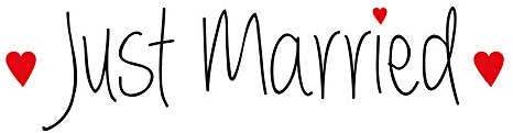 Autoaufkleber Just Married mit Herzen - Autotattoo zur Hochzeit - Brautauto - Hochzeitsauto - Hochzeitsdekoration (120 x 30 cm)