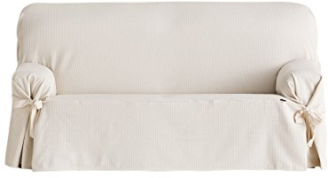 Eysa Bianca nicht elastisch mit krawatten sofa überwurf 2 sitzer, Baumwolle, 00-ecru, 70 x 110 x 180 cm