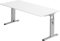 Bümö höhenverstellbarer Schreibtisch O-Serie 180x80 cm in weiß, Gestell in Silber - großer PC Tisch für's Büro manuell höhenverstellbar, Computertisch verstellbar