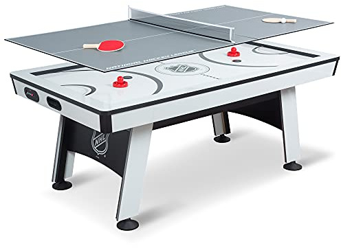 EastPoint Air Hockey Table - 80-Inch, White - LED Scoring & Stadium Sound for Home Arcade - Quick Table Tennis Conversion for Multi-Game Station - Smooth Coated Surface & Levelers for Gaming Stations