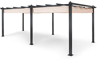 blumfeldt Pergola Impermeabile con Tetto Retrattile, Pergola 3x6 Stabile, Gazebo Pergola in Metallo e Struttura in Alluminio, Pergolato da Giardino Anti UV, Tendone da Giardino, Tetto in Poliestere