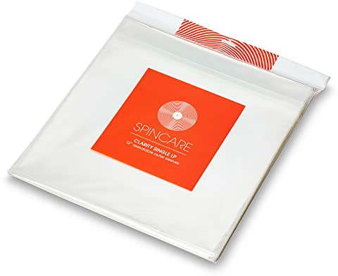 SPINCARE 50x SINGLE Vinyl Schallplatten Hüllen | Für Standard 1-LP NUR | Super Klar Und Wiederverschließbar