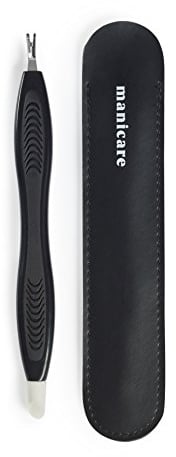 Manicare Nagelhautschneider, beidseitig mit Pferdefüßchen, kürzt überwachsende Nagelhaut, Edelstahlspitze, professionelles Maniküre- und Pediküre-Werkzeug, inkl. Aufbewahrungsbeutel