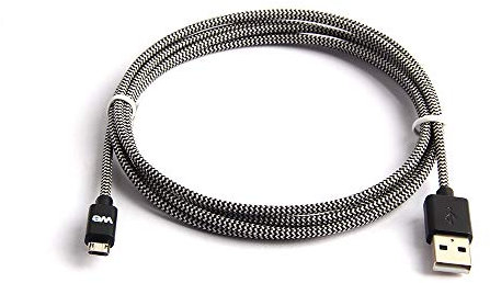 WE Câble USB/Micro USB Nylon Tressé 1m, Micro USB Chargeur Rapide Ultra Résistant - Noir/Blanc