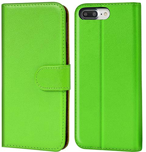 Verco iPhone 8 Plus Hülle, Handyhülle für Apple iPhone 7 Plus / 8 Plus Tasche PU Leder Flip Case Brieftasche - Grün