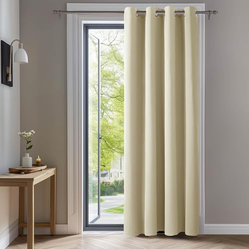 Deconovo Room Darkening Curtains Super Soft Window Treartment Thermal Insulated Eyelet Energy Saving Window Curtains Decorative Blackout Curtains for Girls 55 x 114 Inch Dark Beige 1 Panel