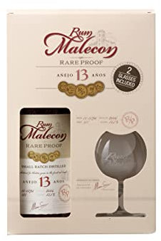 Coffret Rhum Malecon Rare Proof 13 ans avec deux verres 505° 70CL