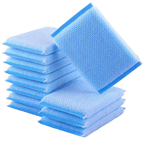 Nylon Cleaning Scrub Pad 12 Pack,Long-Lasting and Reusable Dishwashing Sponge,All-Purpose Scouring Pads Sponge for Kitchen,Bathroom