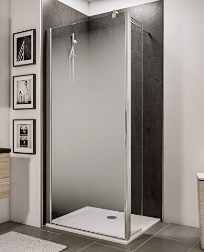 Schulte paroi de douche fixe à l’italienne 120 x 190 cm, avec déflecteur 30 cm pivotant 180°, barre 122 cm incluse, profilé aspect chromé, verre de sécurité 5 mm antical, réglage 120.0-121.8 cm