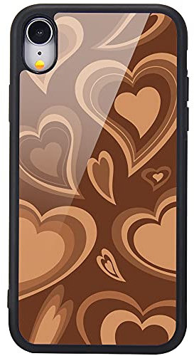 MAYCARI for iPhone XR Case Aesthetic Latte Love Pattern Design Hard Back Case with Soft TPU Bumper for Girls Children Women Protective Phone Case for iPhone XR
