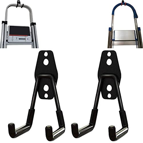 2Pcs Step Ladder Hanger Wall Mount, Step Stool Hanger Wall Mount, Step Ladder Wall Mount Holder, Ladder Hangers for Garage Wall, for Best Garage Wall & Shed Display & Storage Ladder Tool (U-Type)