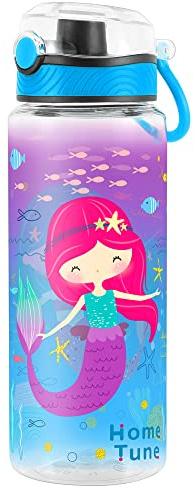 Cute Water Bottle for School Kids Girls, BPA FREE Tritan & Leak Proof & Easy Clean & Carry Handle, 23oz/ 680ml (Mermaid 2)