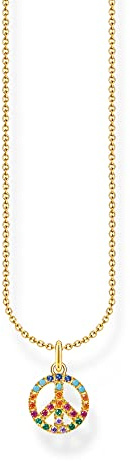 THOMAS SABO Kette Peace mit bunten Steinen gold 925 Sterlingsilber, 750 Gelbgold Vergoldung