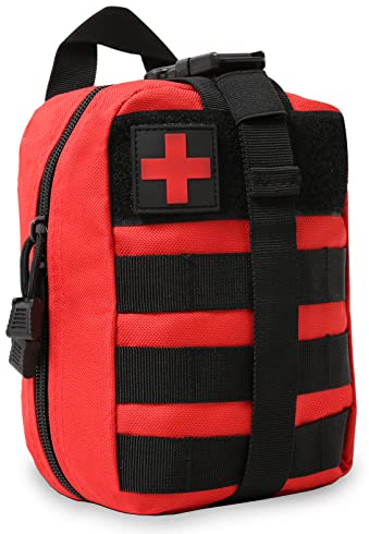 BITUOR Taktische Taschen MOLLE, EMT Kleine Pouch, wasserdichte Molle Tasche, Tactical Pouch Bag, Rip-Away Pouches, Militär Kompakt Gürteltasche für Outdoor, Camping, Reisen, Abenteuer (Rot)