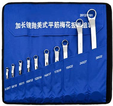 Suosi-GSCM Juego de llaves de estrella acodadas dobles, Extralargo / 5.5X7mm-30X32mm (10 piezas)