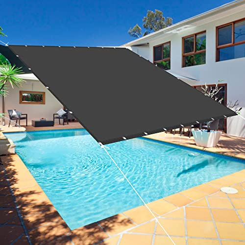 Tenda Parasole Vela Ombreggiante 6 x 8 m Impermeabile Rettangolare Tenda a Vela Impermeabile Rettangolare 98% Protezione UV per Esterno, Giardino e Terrazza, Piscina, Grigio Scuro