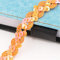 2 Meters Länge 1,5 cm Breite Glitzer Farbiges Paillettenband Borten Rolle, Paillettenbesatz Applikation Paillettenborte Hologramm Metallic Pailletten Aus Stoff Glänzende Paillettenbänder,B-Orange
