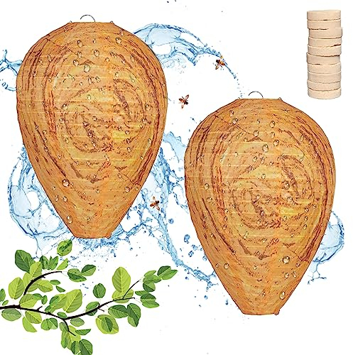 Wespennest Attrappe Wetterfest 2 Stück Hornissennest Attrappe Künstliche, Nässebeständiger Stoff zur Wespen Abwehr, Dunkle Farbe Künstliches Wespennest Wespennester Köder für Haus und Garten Outdoor