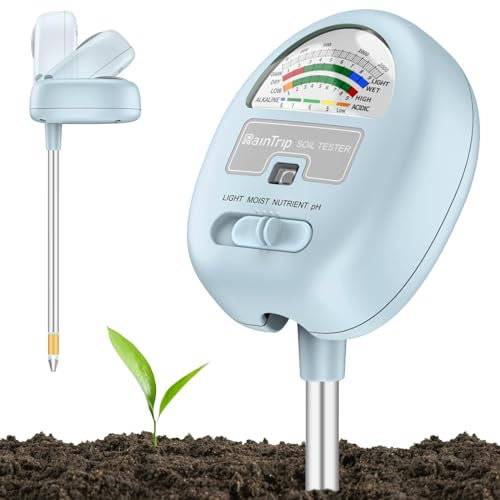 Medidor de humedad del suelo 4 en 1, medidor de humedad para plantas, medidor de pH del suelo, probador de humedad, luz, nutrientes, pH, ideal para jardín, césped, granja, uso interior y exterior, no