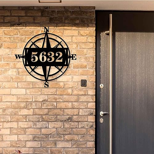 Signe De Numéro D'adresse De Boussole En Métal Personnalisé, Plaque De Rue De Plaque Nautique En Métal Personnalisée, Décor Nautique D'art De Mur En Métal, Cadeau De Pendaison De Crémaillère