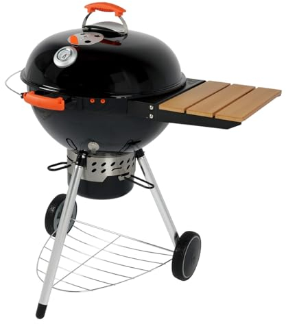 ProQ Charcoal Kettle BBQ Grill with Side Table (Rodeo ST-57), 57cm – Charcoal Barbecue Grill - Outdoor Smokers and Grills – BBQ with Smoker