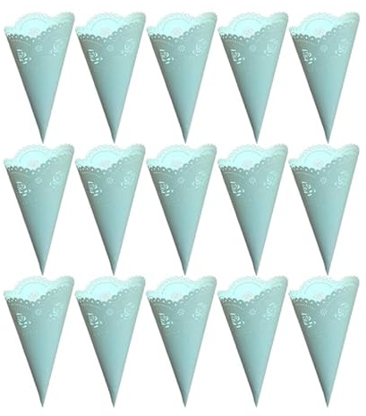NUOBESTY Hollow Confetti Holders Paper Petal Cones 6.3 Inch DIY Wedding Party Decorations Vintage Style 20Pcs Craft Paper Cones