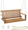 KOMFOTTEU 2-Sitzer Hängebank aus Akazienholz, Schaukelbank Hollywoodschaukel mit Armlehne, Hängeschaukel 130 x 63 x 57 cm, Verandaschaukel 360kg belastbar für Balkon Garten Terrasse