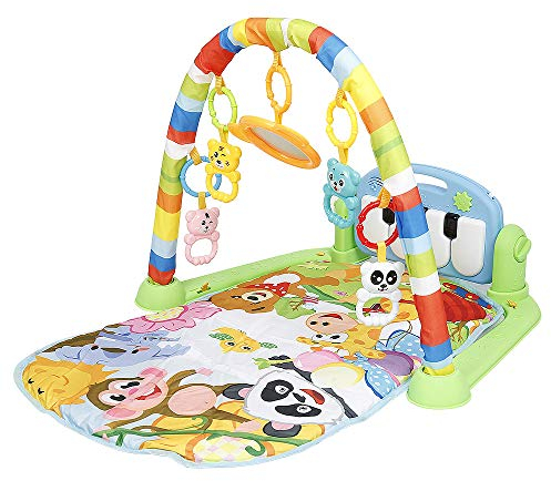 Spielmatte Baby mit Spielbogen, Spieldecke für Baby mit Musik und Lichtern, Spielzeug für neugeborene Babys, Lernspielzeug für Jungen und Mädchen im Alter von 0-36 Monaten