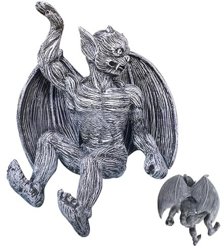 Gargoyle Fence Hanger | Dragon Winged Gargoyle Decor | Outdoor Gothic Wall Art | Resin Gargoyle Sculpture Scary Garden Ornaments Gothic Fence Decorations Winged Wall Hanging Decorative for Fence