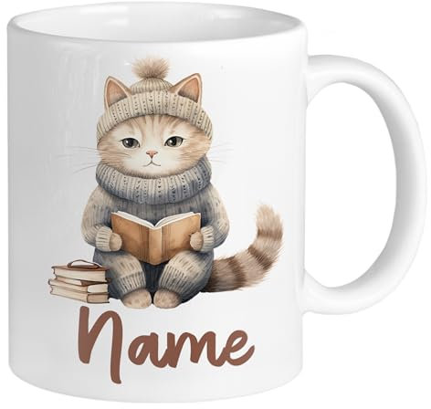 GRAZDesign Tasse Katze witziges Geschenk mit Namen personalisiert Weihnachtstasse 330ml