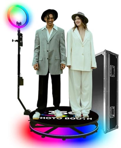 360 Photo Booth,360 Camera Booth with Flight Case,360 Photo Booth Machine for Parties,Accommodates 1-5 People,for Party Streaming Wedding 100cm