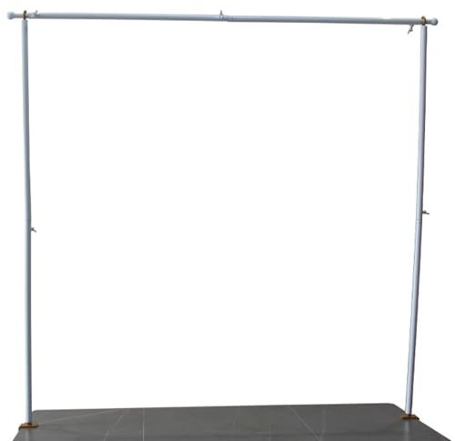 TANGPINGMAO Over The Table Rod Stand with Clamps, 39'' High 47''-87''Long Iron Table Arch Adjustable Portable Table Rod for Birthday Decoration, White Party Supplies