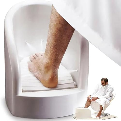 HLGKBY Press Spray Footwasher, Muslim Footbath with Inlet/outlet Pipes and Angle Valves, Press Spray Promote Blood Circulation and Revitalization to Keep Yourself Physically and Mentally Clean