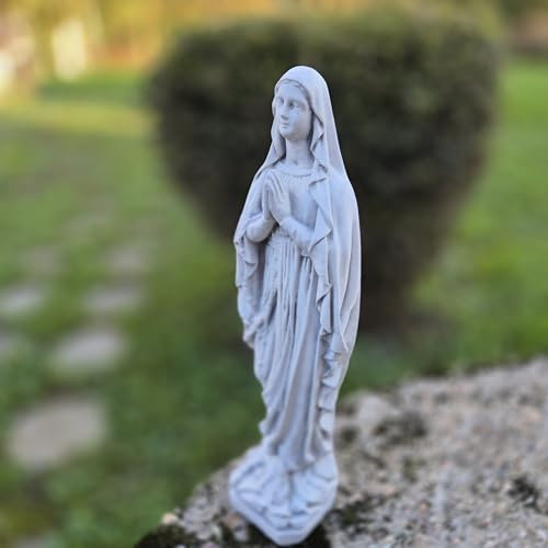 FABRIQ Madonna Statue 38 cm – Steinguss 2 kg – Wetterfest & handbemalt – Katholische Jungfrau Maria Figur für Garten, Kirche & Haus