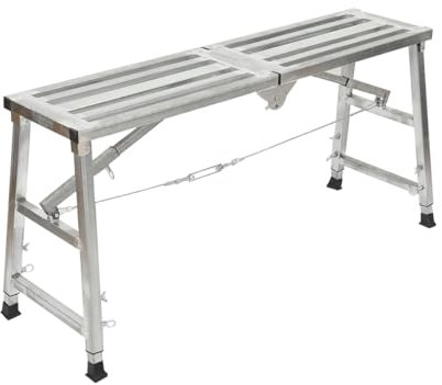 Cozyel Plataforma de trabajo, escalera de aluminio, altura regulable hasta 200 kg, 60-90 cm, andamio portátil plegable, plataforma de trabajo con plataforma, banco de trabajo, escalera plegable para